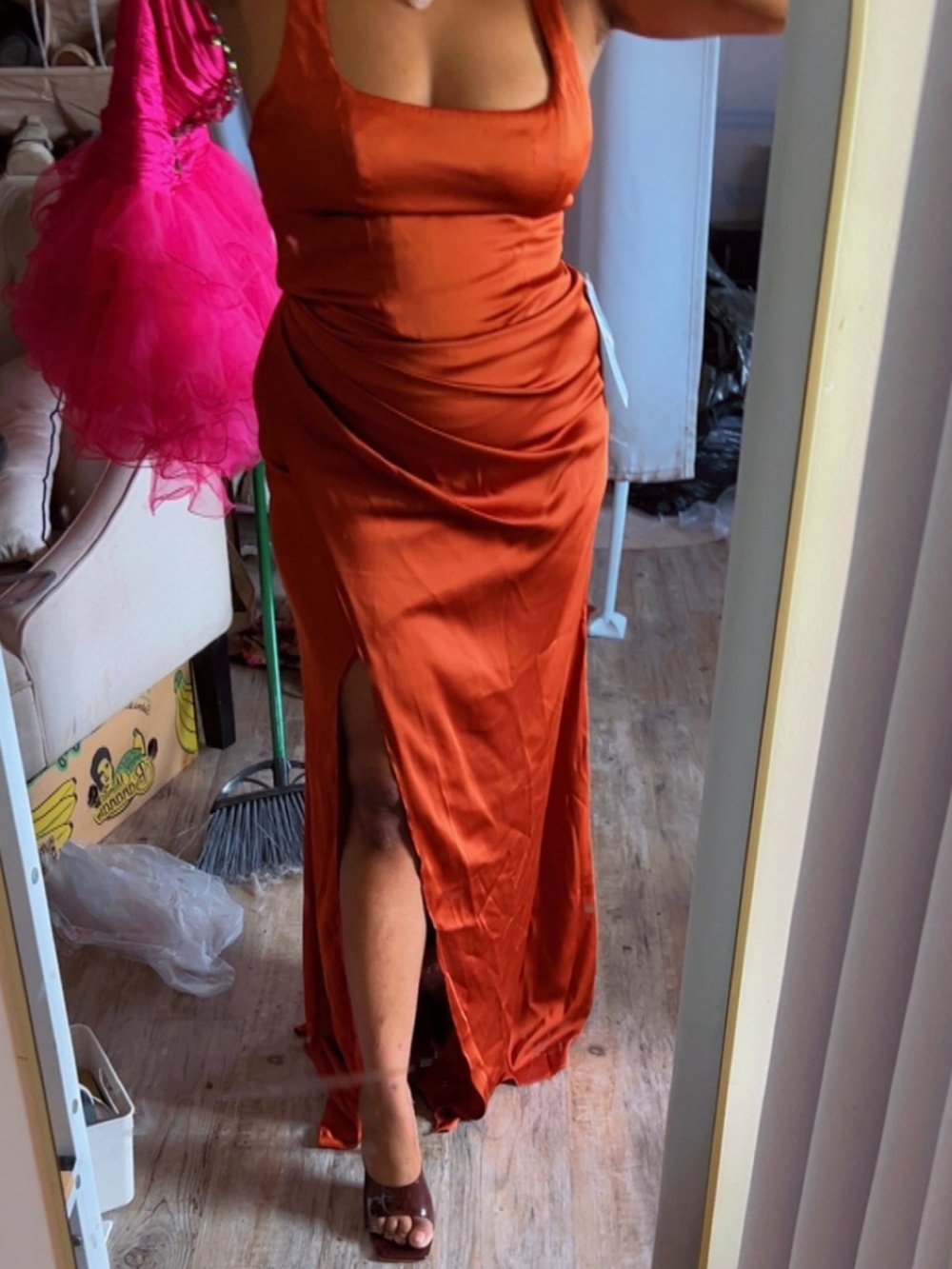 ✨ Azazie Burnt Orange Formal Dress + Heels – $85 ✨ - Picture 3 of 5